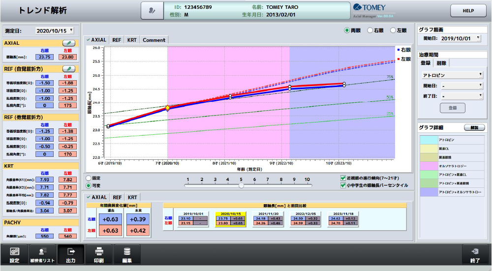 眼軸長測定（Axial Manager™）検査結果サンプル